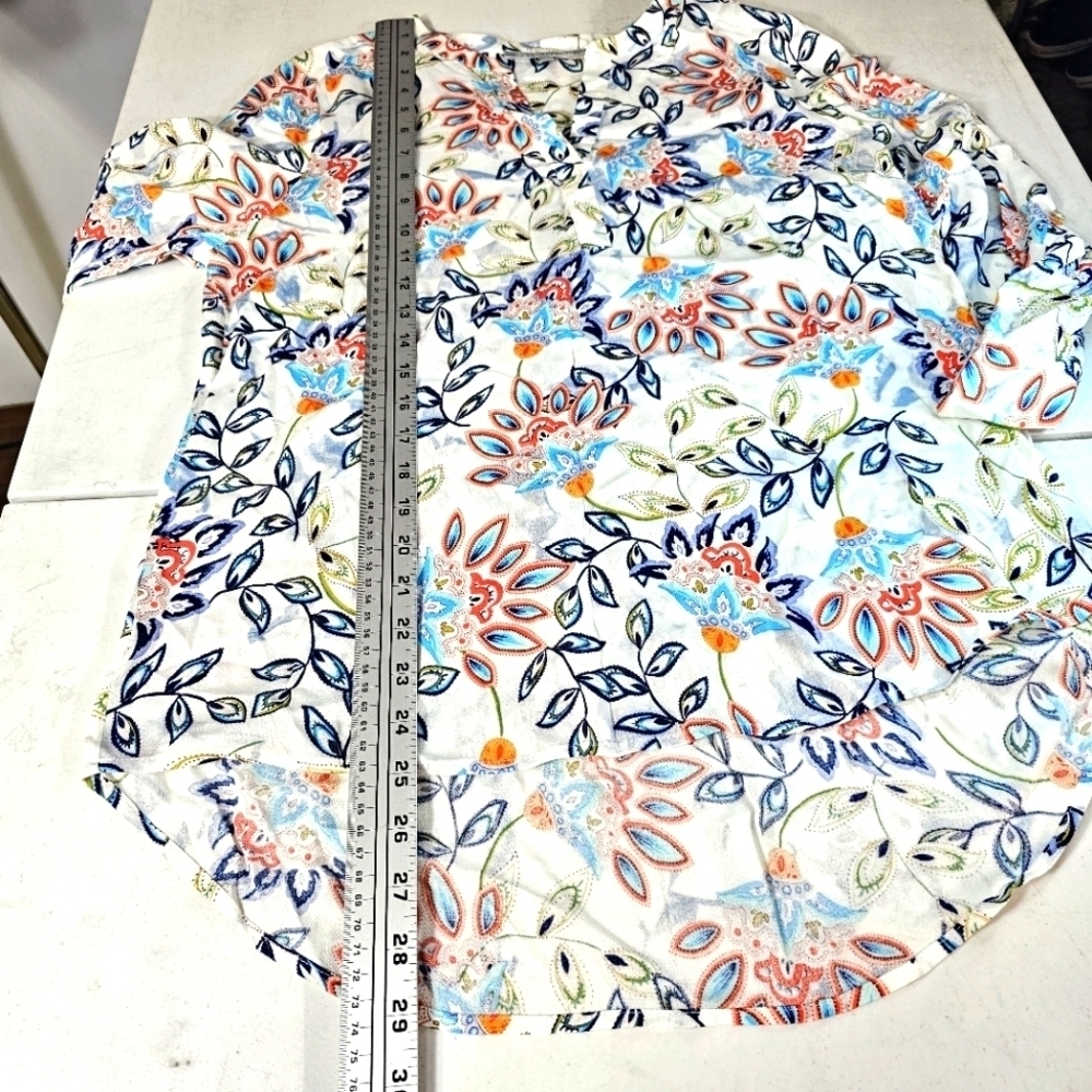 Daniel Rainne Pastel Paisley Floral 3/4 Sleeves Casual Office Medium Top - Picture 6 of 12
